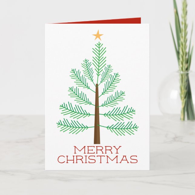 Einfache fröhliche Weihnachts-Pine-Urlaubshöhe Feiertagskarte (Vorderseite)