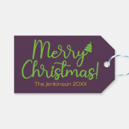 Einfache fröhliche Weihnachts-Violet-Geschenkmarke Geschenkanhänger