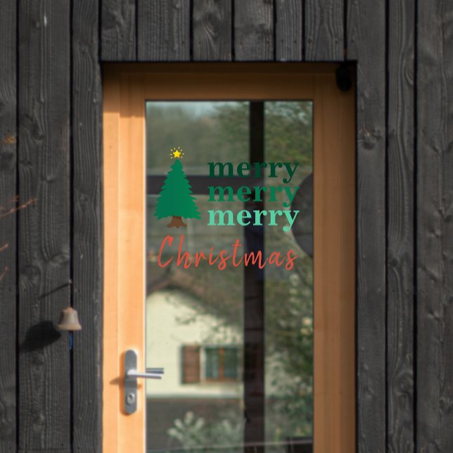 Einfache fröhliche Weihnachtsbaumdekoration Fensteraufkleber (Simple Merry Christmas Tree Xmas Decoration Window Cling)