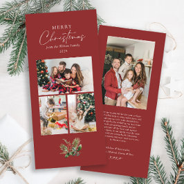 Einfache fröhliche Weihnachtsgrün Foto Collage Feiertagskarte