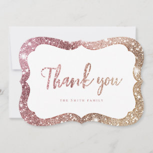 Einfache funkelnde Rose Gold Glitzer vielen Dank Einladung