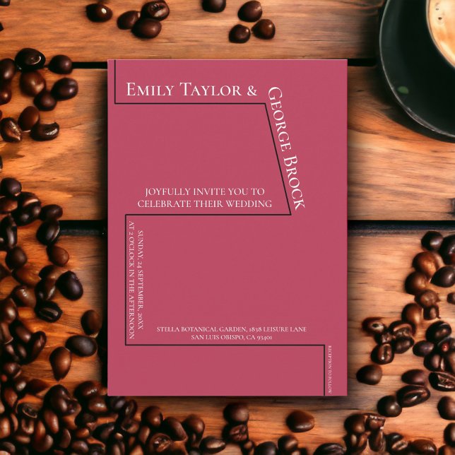 Einfache Funny White Script Magenta Moderne Hochze Einladung (Von Creator hochgeladen)