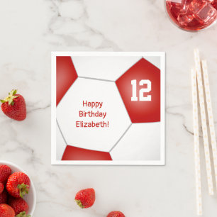einfache Fußball-Mädchen Jungen Geburtstag rot Serviette