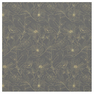 Einfache Gartenanlage Blume Gold Konturen Design Stoff