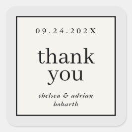 Einfache Gastgeschenk Hochzeit der neutralen Grenz Quadratischer Aufkleber