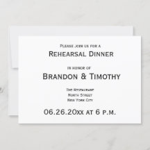 Einfache Gay Wedding Probe Einladungen