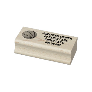 Einfache geätzte Rücksendeadresse mit Basketball Gummistempel