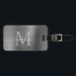 Einfache, gebürstete, metallische, silbergraue Gep Gepäckanhänger<br><div class="desc">Einfache,  gebürstete,  metallische,  silbergraue Gepäckmarke</div>