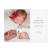 Einfache Geburtsankündigung mit mehreren Fotos Pos