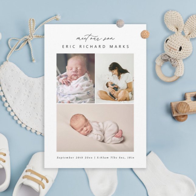 Einfache Geburtsstunde mit mehreren Fotos Ankündigung (Von Creator hochgeladen)