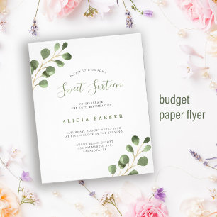 Einfache Geburtstagseinladung für Budget Sweet 16 Flyer