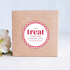 Einfache Geburtstagsfeier Leckerei für Moderne Rot Runder Aufkleber