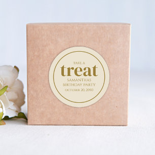 Einfache Geburtstagsfeier Leckerei für Moderne Tan Runder Aufkleber