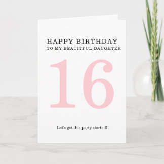 einfache Geburtstagskarte zum 16. Geburtstag. Karte