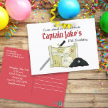 Einfache Geburtstagskinder Pirate Schatzkarte Whim Postkarte<br><div class="desc">Pirate Treasure Map Niedliche Kinder Geburtstagsparty Einladung. Aarg Mateys kommt für eine unterhaltsame Piratenzeit an Bord des Piratenschiffs. So whimsical personalisierte Schatzkarte mit einem Hut und Piratenschwert macht ein großes Party für Kinder Spaß. Dieses Design umfasst ein niedliches whimsical für Geburtstagskinder, ein individuelles Party für Junge-Piraten, eine Schatzkarte für Piratenschwert,...</div>