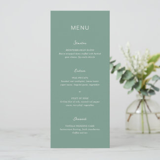 Einfache gedämpfte grüne elegante Hochzeit Menükarte