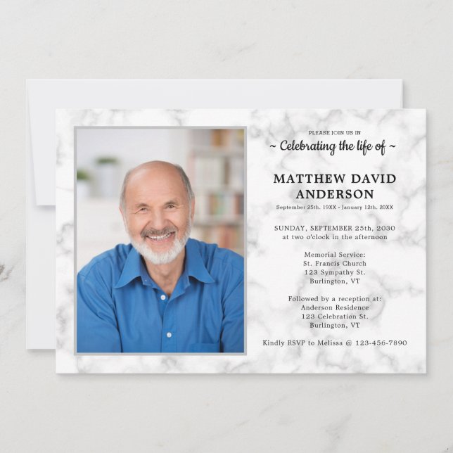 Einfache Gedenkfeier zum Foto des Lebens Einladung (Vorderseite)