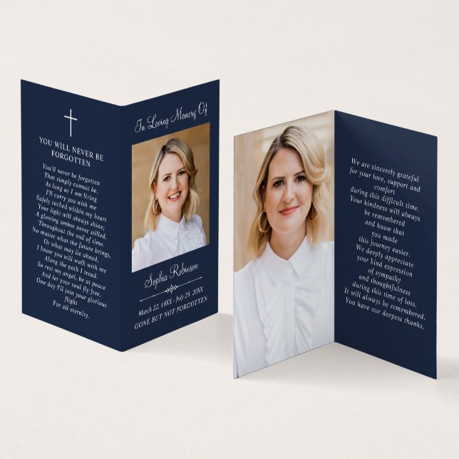 Einfache Gedenkkarte 2 Foto Blue Folder (Innenseite und Außenseite)