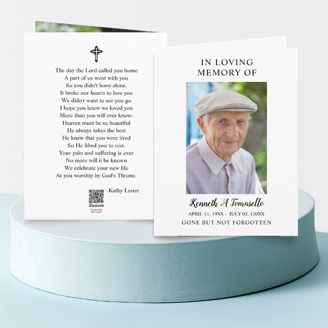 Einfache Gedenkkarte für Beerdigungen Foto gefloch Karte (Simple Funeral Memorial Photo Folder Prayer Card)