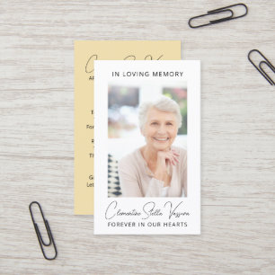 Einfache Gedenkkarte für das Beerdigungsgebet Visitenkarte