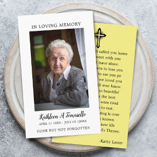 Einfache Gedenkkarte für das Beerdigungsgebet Visitenkarte