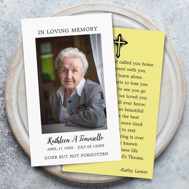 Einfache Gedenkkarte für das Beerdigungsgebet Visitenkarte (Simple Funeral Memorial Prayer Photo Card)