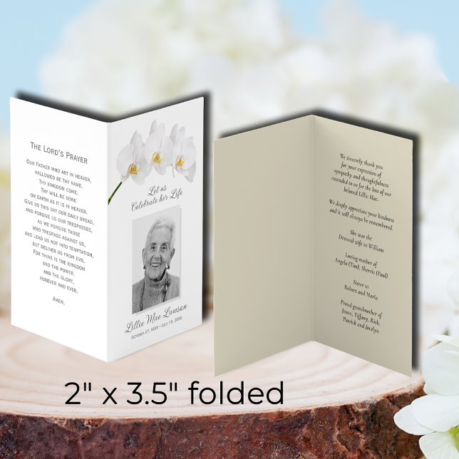Einfache Gedenkkarte für das Beerdigungsgebet Visitenkarten (SMALL folded celebration of life memorial photo prayer cards, 2" x 3.5" finished size)