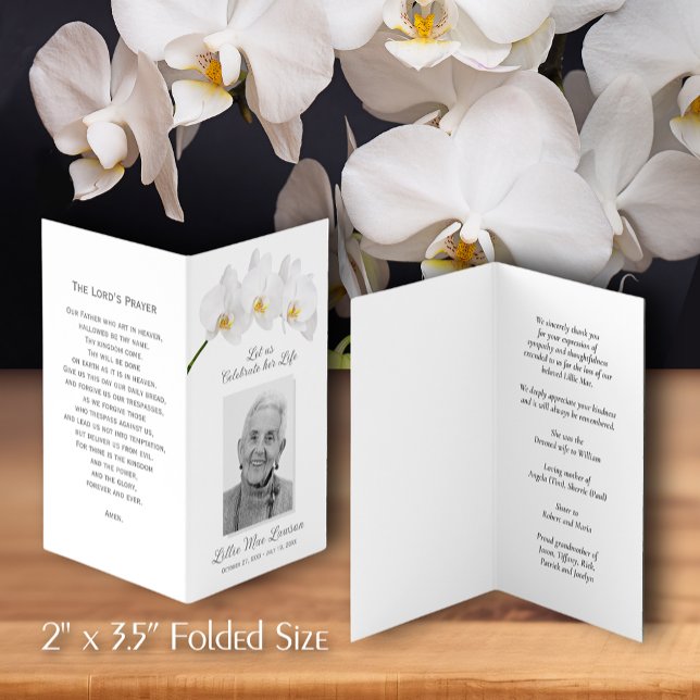 Einfache Gedenkkarte für das Beerdigungsgebet Visitenkarten (Simple 2 x 3.75" folded funeral memorial prayer cards with a photo on the front. )