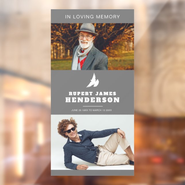 Einfache Gedenktafel für graue und weiße Tauben Fensteraufkleber (Blatt 2)