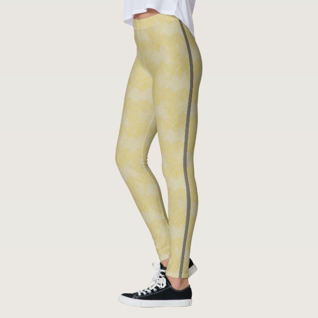 Einfache Gelb karierte Keramik mit Linien Leggings (Links)