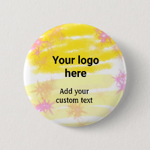 Einfache gelbe Aquarell-Add-your-Logo-Text Button