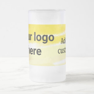 Einfache gelbe Aquarell-Add-your-Logo-Text Mattglas Bierglas