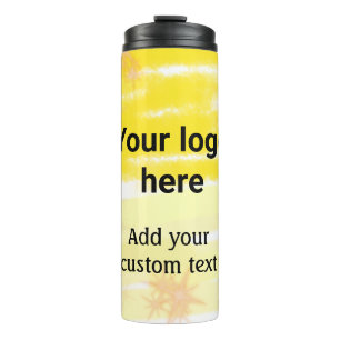 Einfache gelbe Aquarell-Add-your-Logo-Text Thermosbecher