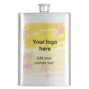 Einfache gelbe Aquarell-Logos mit individuellem Te Flachmann