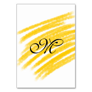 einfache gelbe Aquarelllinien fügen Ihre Monogramm Tischnummer