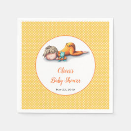 Einfache gelbe Babyschlafcouch, neutrale Babydusch Serviette