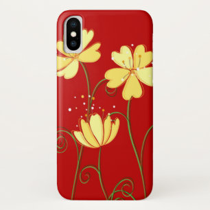 Einfache gelbe Blumen auf Rot Case-Mate iPhone Hülle