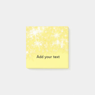 Einfache gelbe Glitter-Sternchen füge deinen Text Post-it Klebezettel