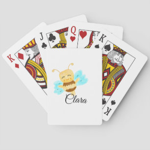 Einfache gelbe Honigbiene Aquarell Name anpassen Spielkarten