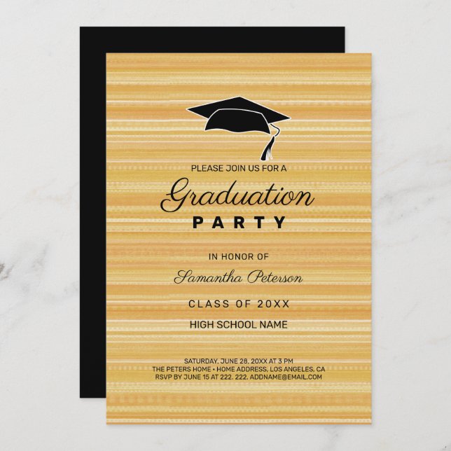 Einfache gelbe Linien Einladung (Vorne/Hinten)