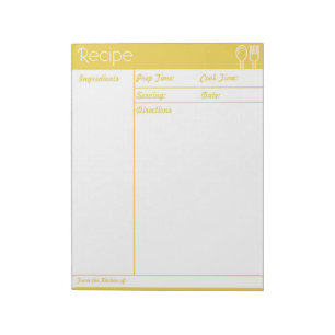 Einfache gelbe Rezeptseite ohne Linien Notizblock