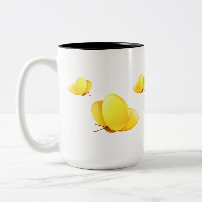 Einfache Gelbe Schmetterlinge Zweifarbige Tasse (Links)