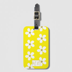 Einfache gelbe weiße Daisy Gold Monogram Travel Gepäckanhänger
