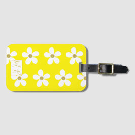Einfache gelbe weiße Daisy Gold Monogram Travel Gepäckanhänger
