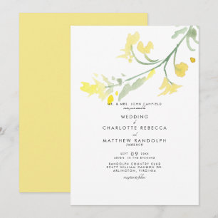 Einfache Gelbe Wildblume-Stem-Hochzeitseinladung Einladung