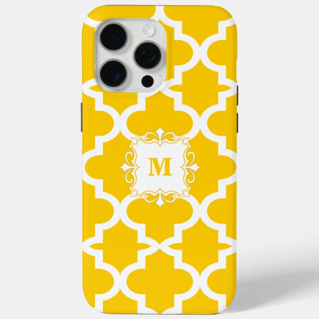Einfache Gelbmuster-Monogramm Case-Mate iPhone Hülle (Rückseite)