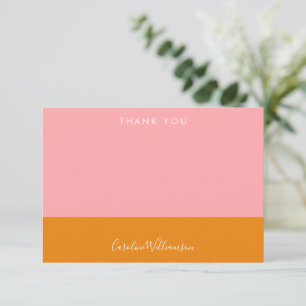 Einfache geometrische Formen Rosa Orange Brautpart Dankeskarte