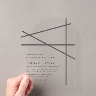 Einfache geometrische Hochzeit im modernen Stil Acryleinladungen