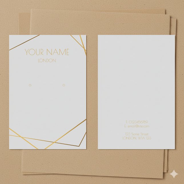 Einfache geometrische Lichtvorlagenkarte aus Gold (Simple gold geometric light earring display card.)