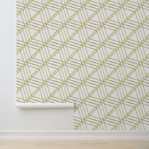 Einfache geometrische Moderne Deko Weiß und Gold Tapete